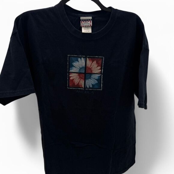 Vintage Navy America flag flower design t-shirt - Authentic Sonoma, Unisex XL - Picture 1 of 7